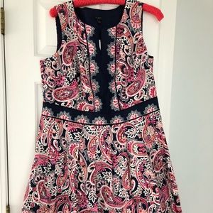 Navy pink paisley print Talbots dress